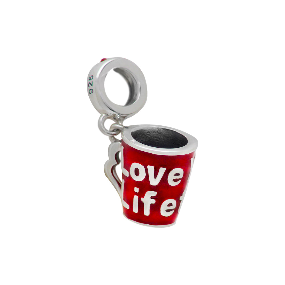 Cute Mug sterling silver charm for bracelets and necklaces by Jewelery4u