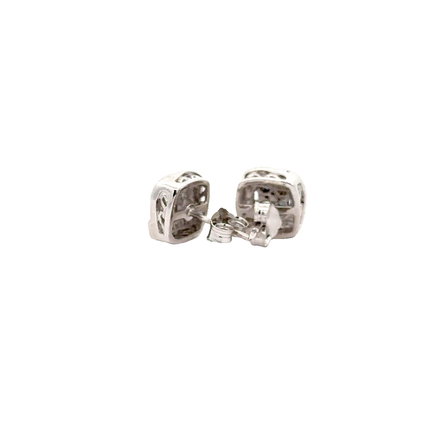 Lab Sapphire natural diamond Silver Earrings studs