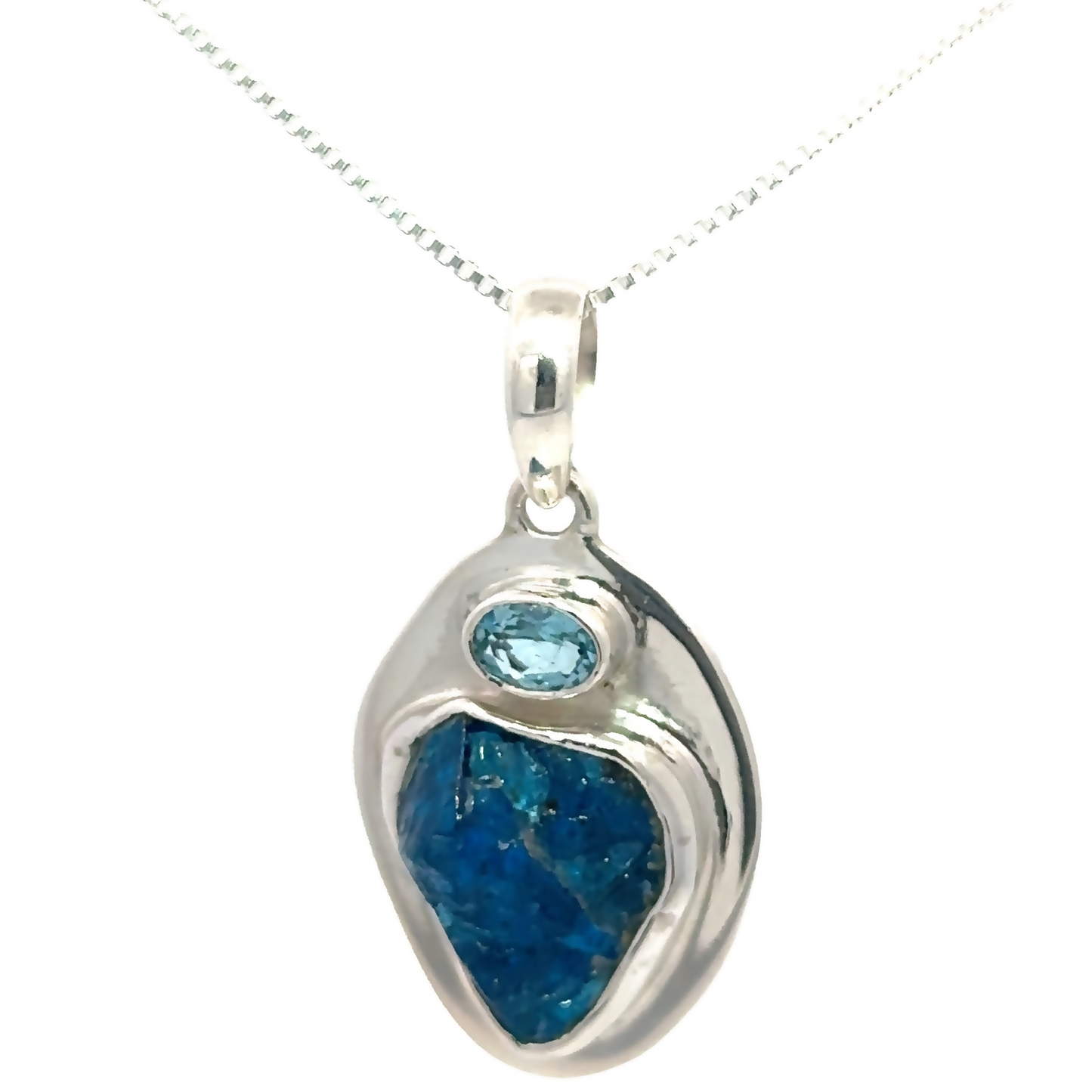 Natural Blue Topaz Silver Necklace 2