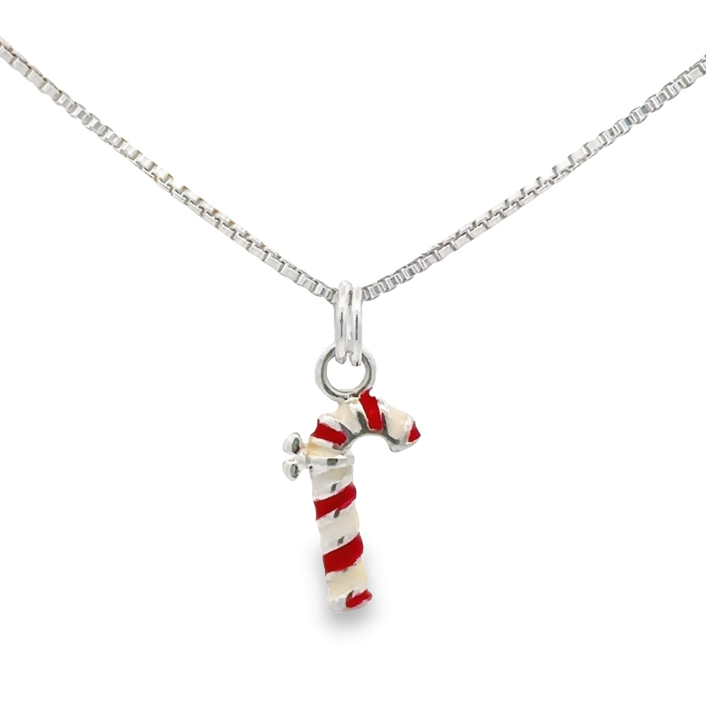 Candy Cane Sterling Silver Chain Pendant