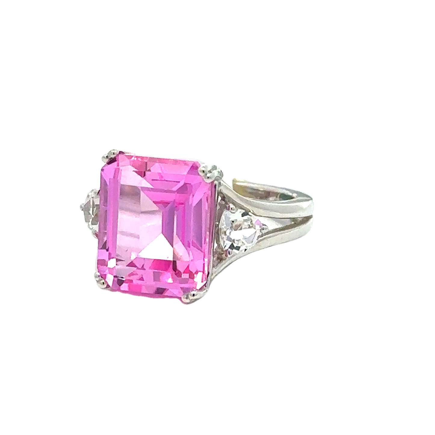 sterling silver, pink sapphire, lab, ring 1