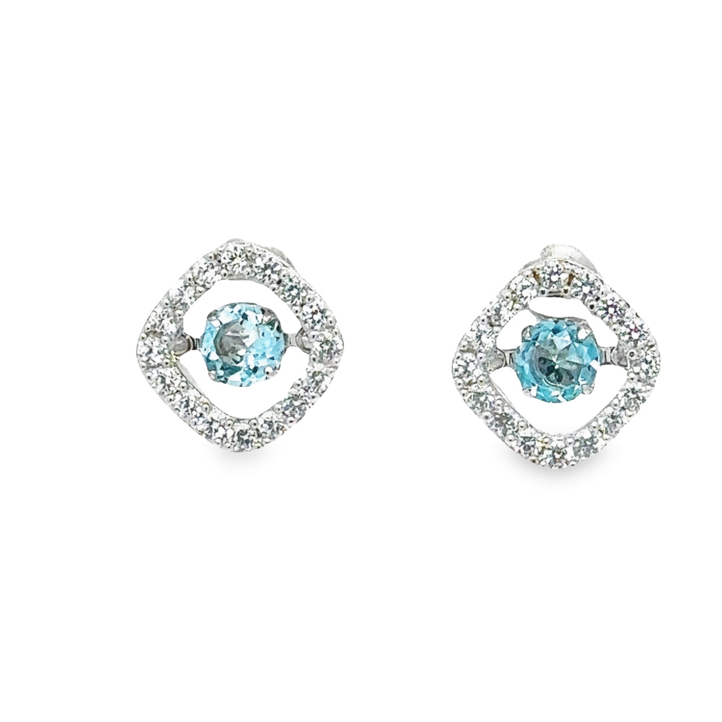 Jedi Round Blue Topaz Gemstone Earrings