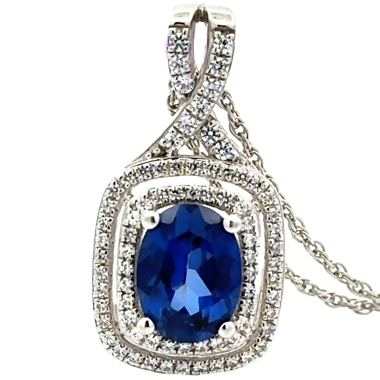 Oval Blue Saphire Gemstone Pendant