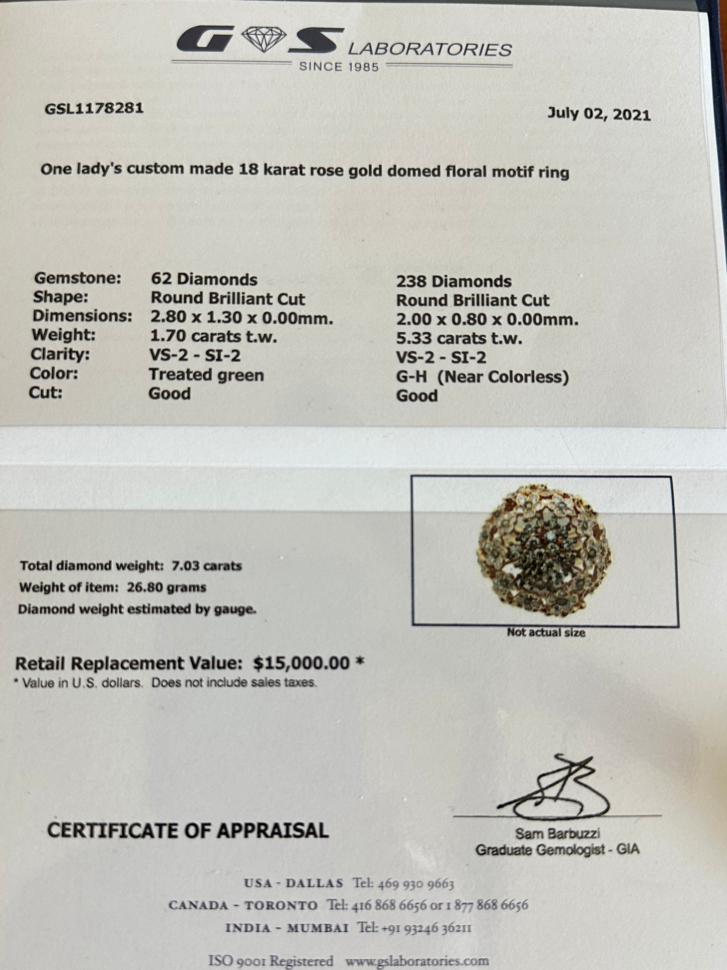 Anillo con motivo de diamantes de 7,03 ct de Stackit