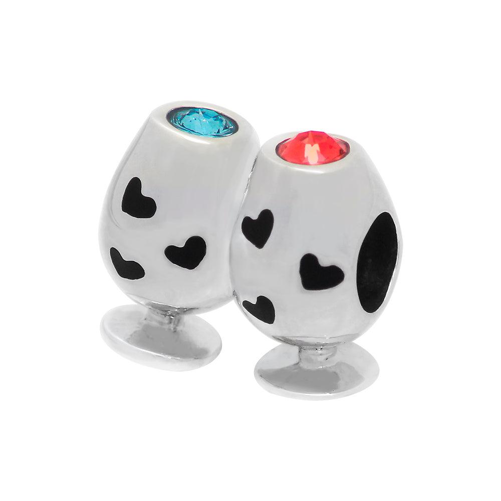 Cute Wine Glasss terling silver charm for bracelets and necklaces by Jewelery4u