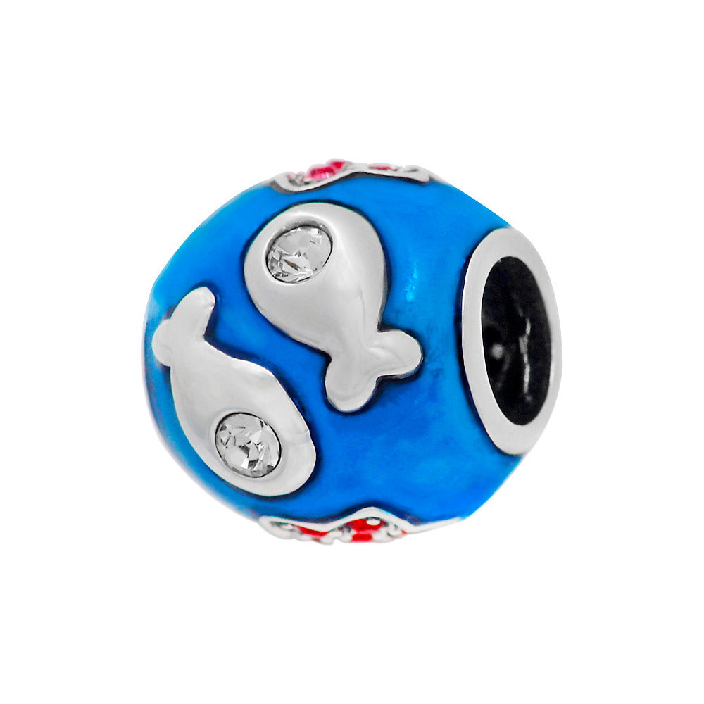 Cute Fish sterling silver charm for bracelets and necklaces by Jewelery4u