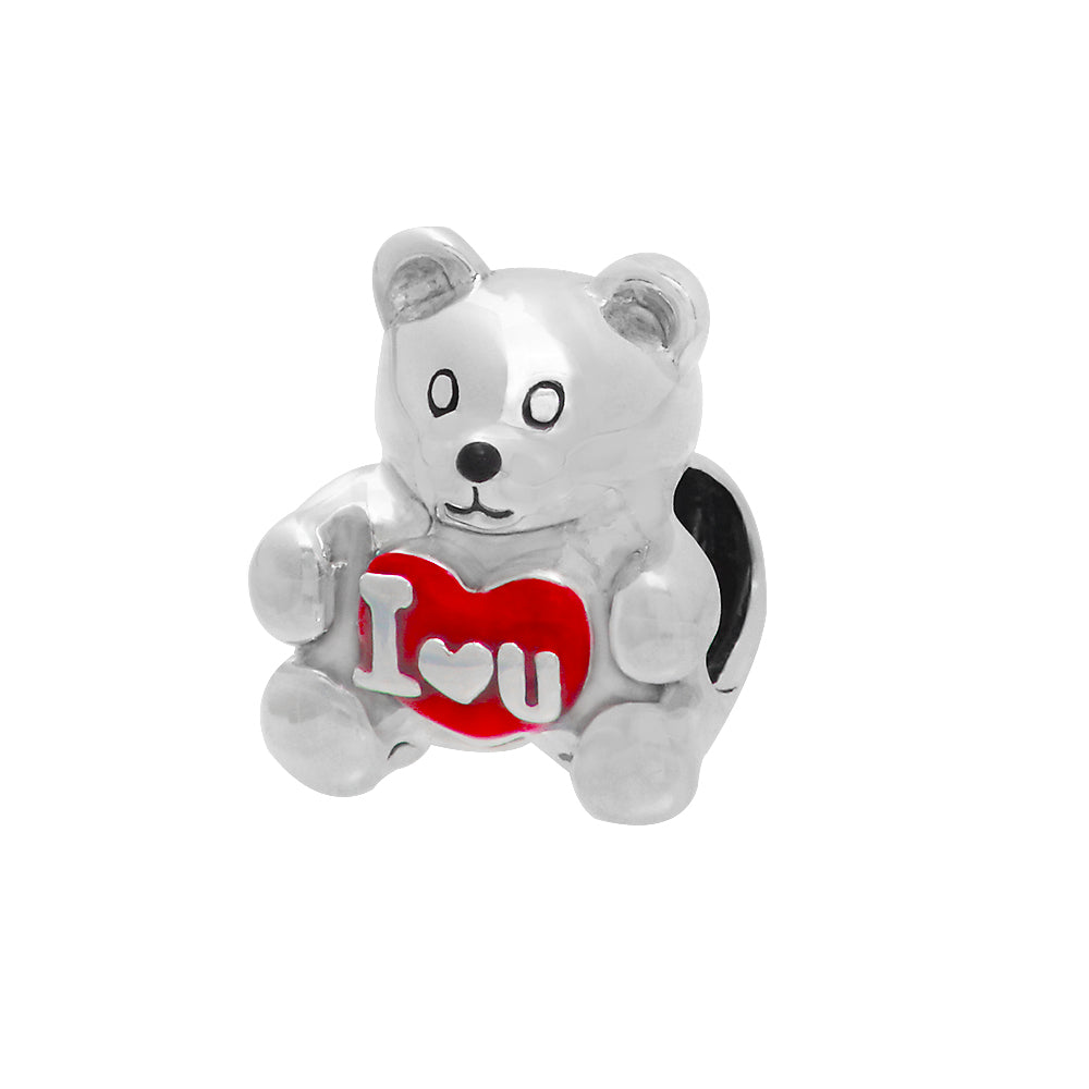 Cute Teddy sterling silver charm for bracelets and necklaces by Jewelery4u