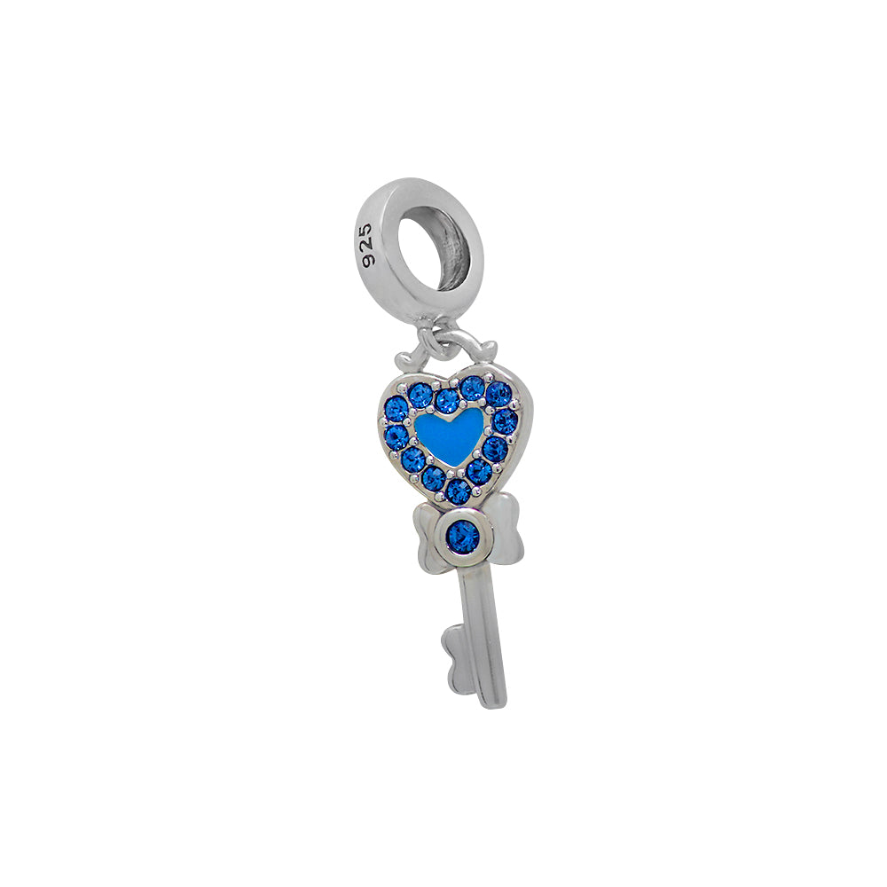 Cute Heart Key sterling silver charm for bracelets and necklaces by Jewelery4u
