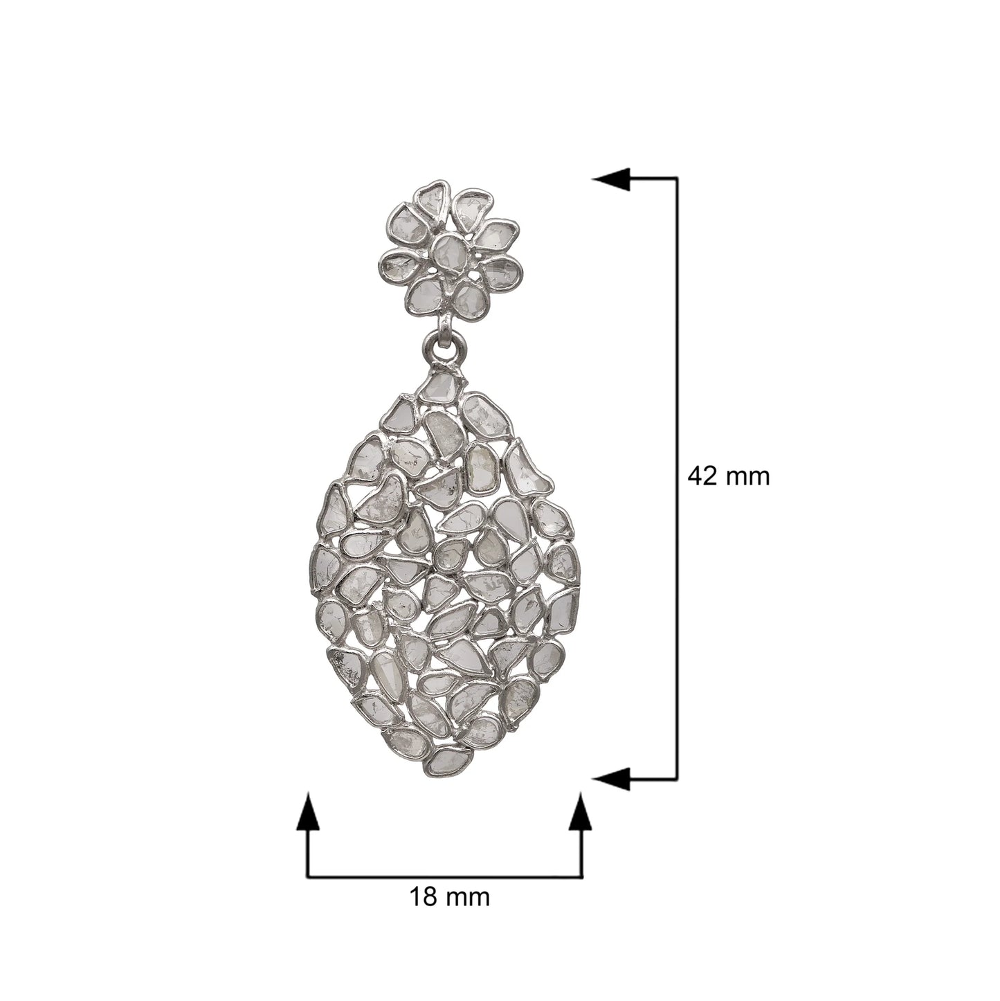 3.50ct Diamond Polki Dangle Earrings
