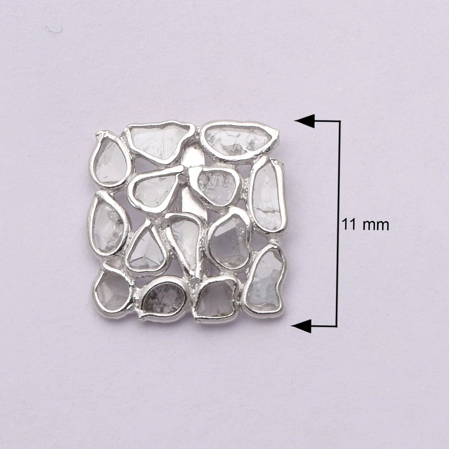 Diamond Polki Square Stud Earrings