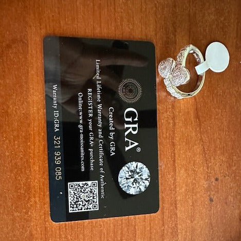 Anillo de plata de ley con moissanita de 1,28 ct y éter