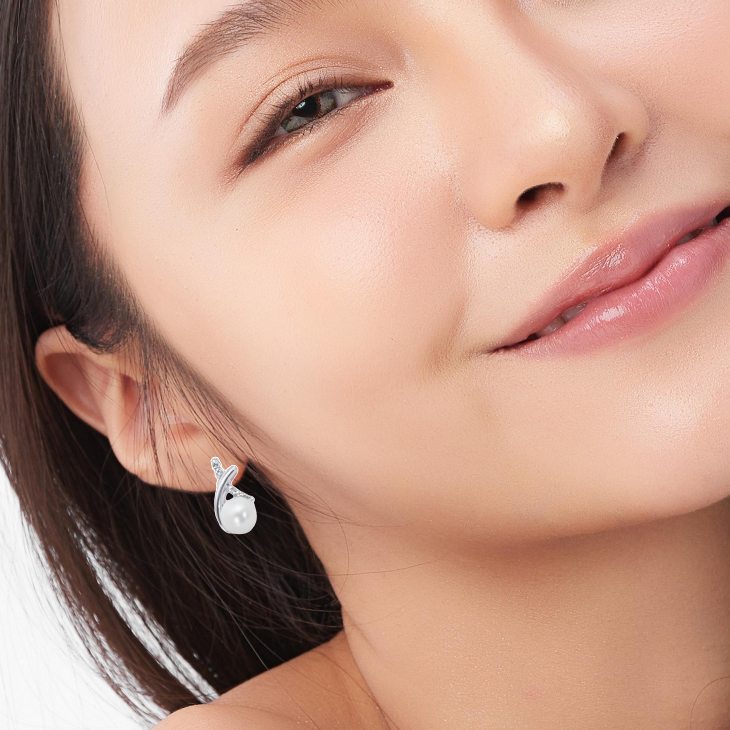 earrings, drop, pearl, sterling silver, 4