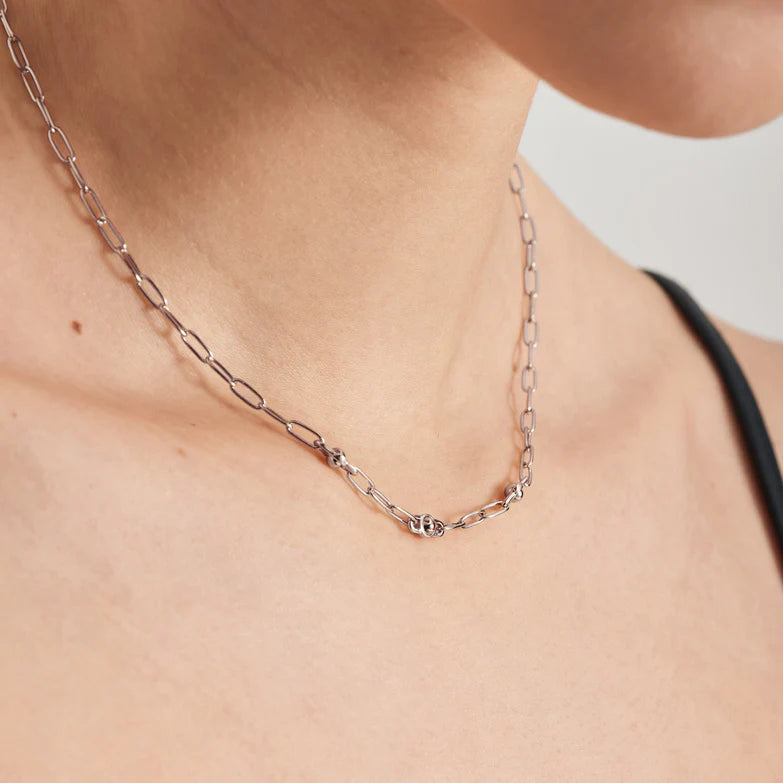 Silver Orb Link Chunky Chain Necklace by Ania Haie