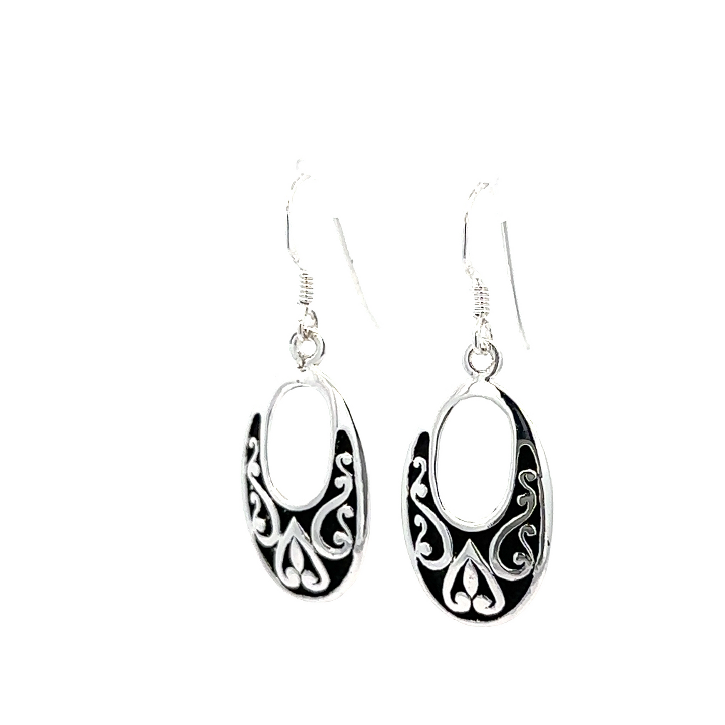 Silver Fishhook Dangle Earrings side