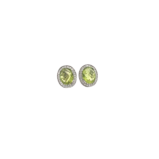 Peridot Gemstone Diamond gold earrings 1