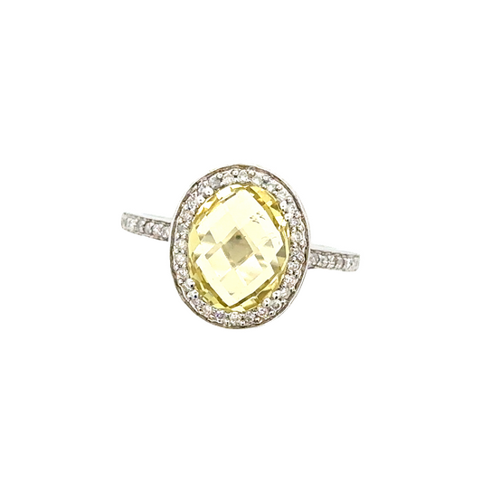 Birthstone gemstone gold diamonds rings LemonQuartz 1