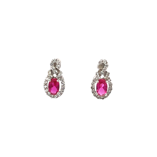 Ruby Sapphire Silver Earrings