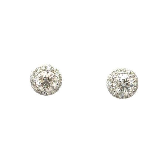 Natural Diamonds Earrings Halo Stud Gold 1