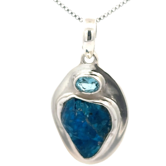  Natural Blue Topaz Silver Necklace