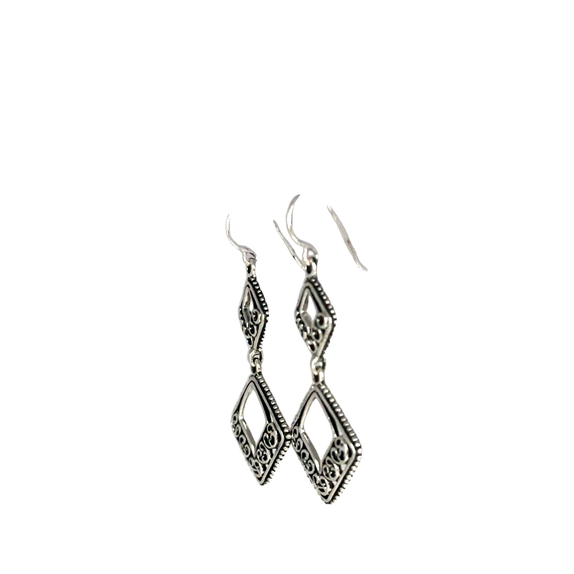 Silver Fishhook Dangle Earrings 3