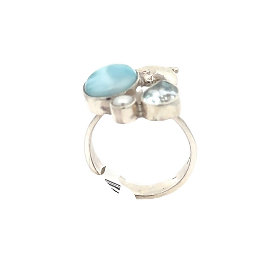 ring Silver Rings blue topaz pearl 1