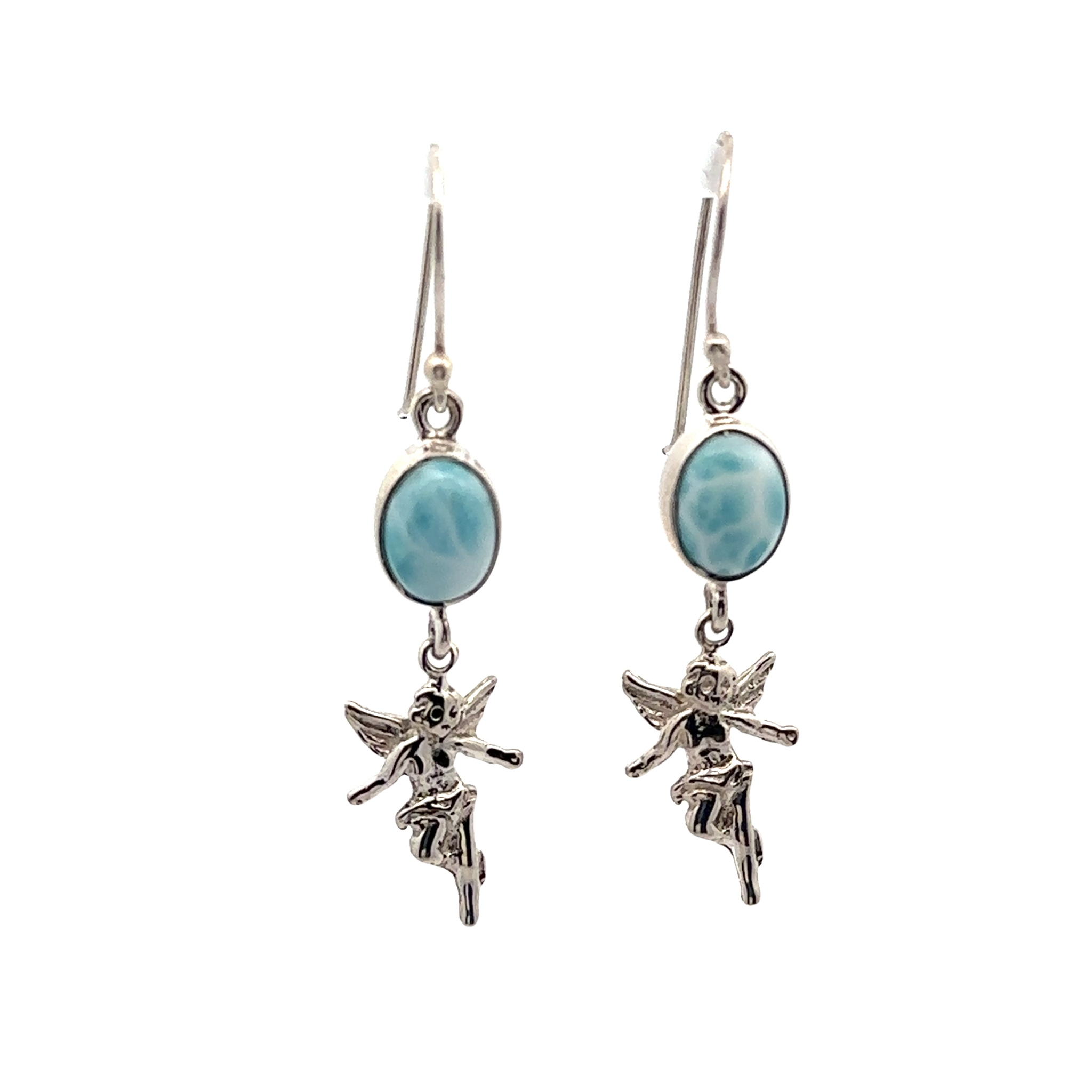 Natural Larimar Silver Earrings 1