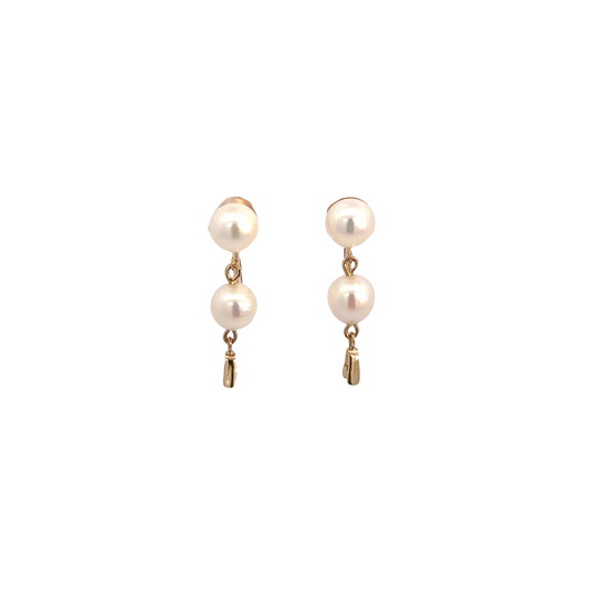 gold, pearl, earrings