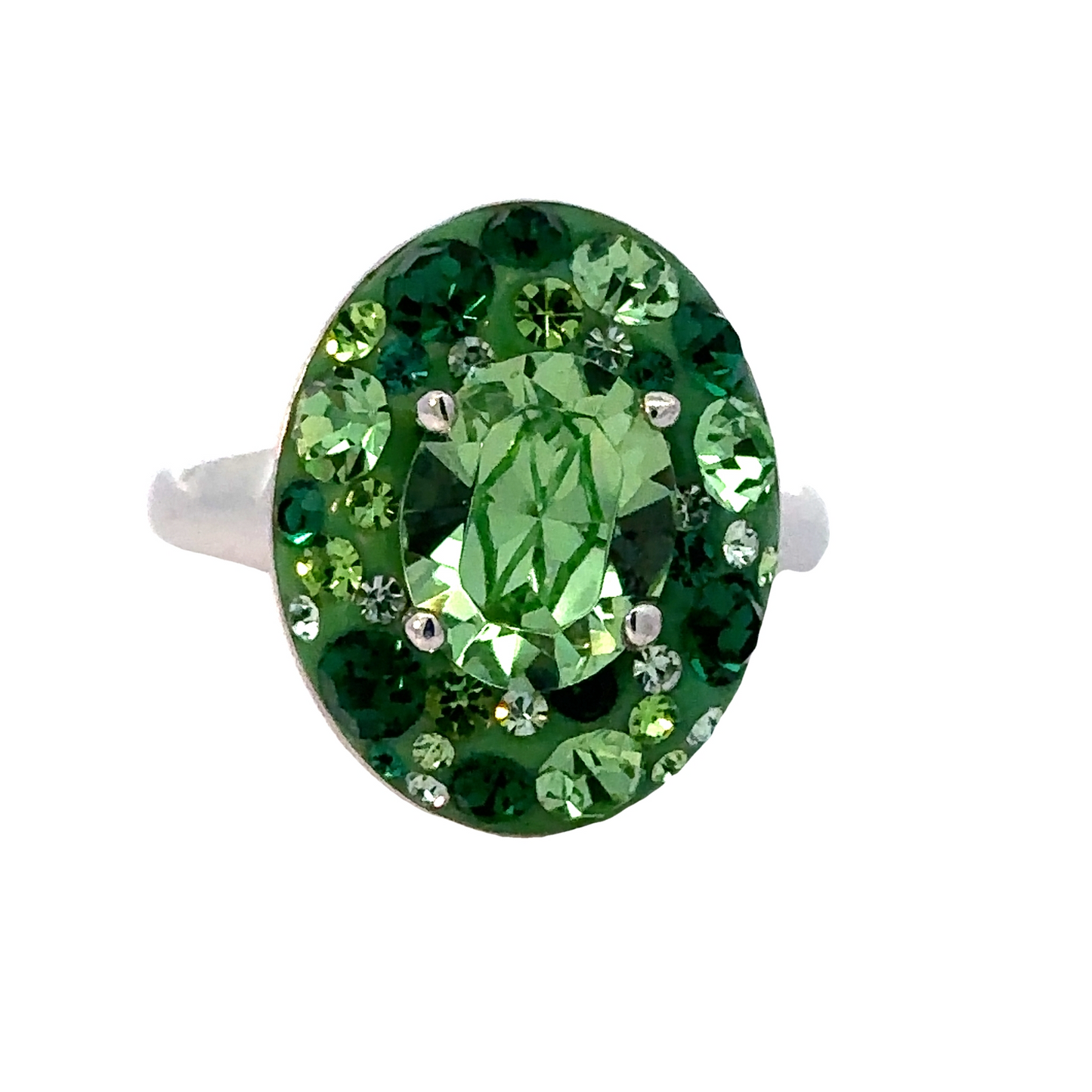 Woodleaf Green Crystal Gemstone Solitaire Ring