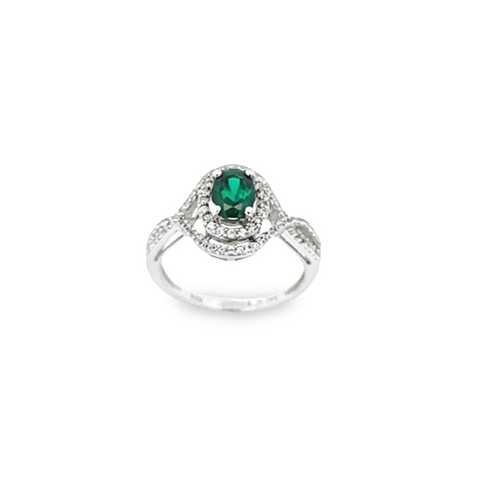 ring, sterling silver, emerald, sapphire, 1