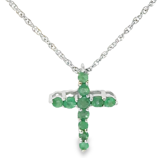 sterling silver, emerald, cross, pendant 1