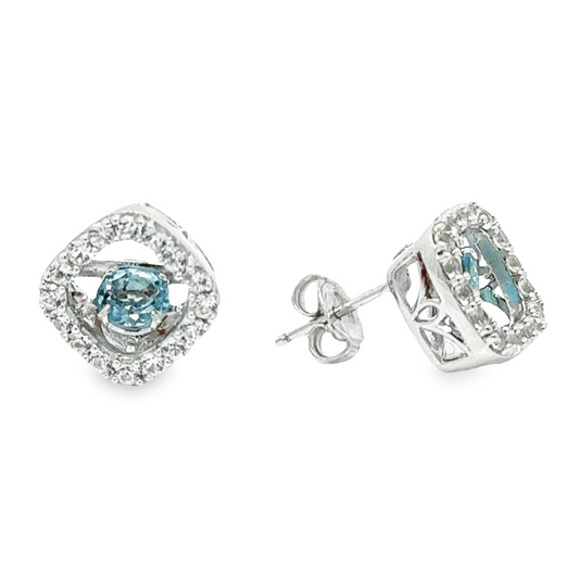 Jedi Round Blue Topaz Gemstone Earrings