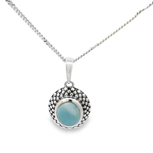 necklace pendant chain sterling silver gemstone larimar 1