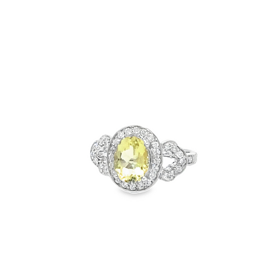 Limetta 3.15ct Lemon Quartz Gemstone Diamonds Ring