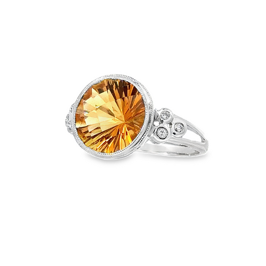 Mikan Citrine Gemstone Solitaire Ring