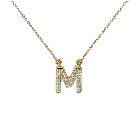 M Initial Diamond Pendant Necklace