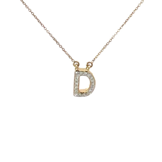 D Initial Diamond Pendant Necklace