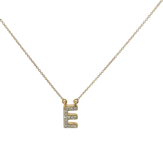 E Initial Diamond Pendant Necklace