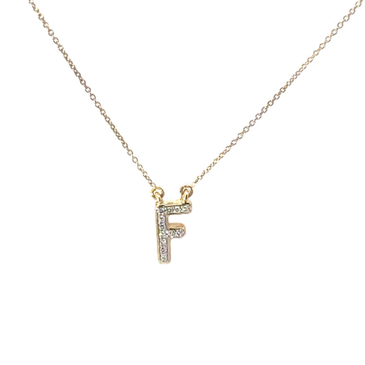 F Initial Diamond Pendant Necklace