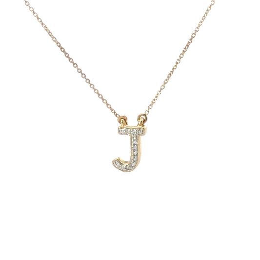 J Initial Diamond Pendant Necklace