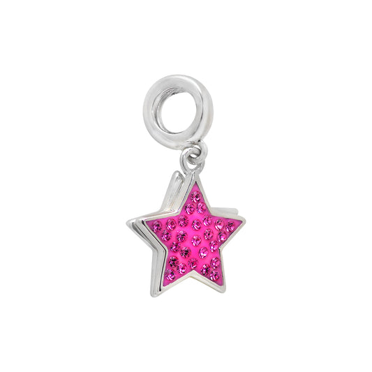 Cute Pink Star sterling silver charm for bracelets and necklaces by Jewelery4u