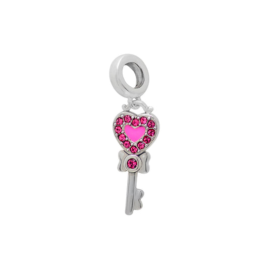 Cute Heart Key sterling silver charm for bracelets and necklaces by Jewelery4u