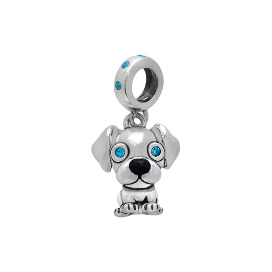 Cute Dog sterling silver charm for bracelets and necklaces by Jewelery4u