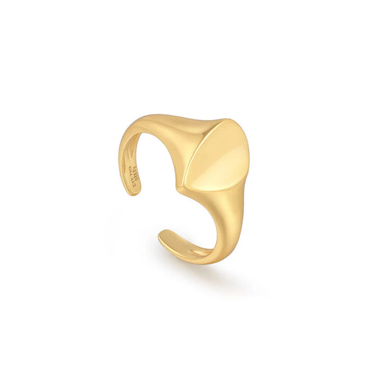 Gold Arrow Adjustable Signet Ring by Ania Haie