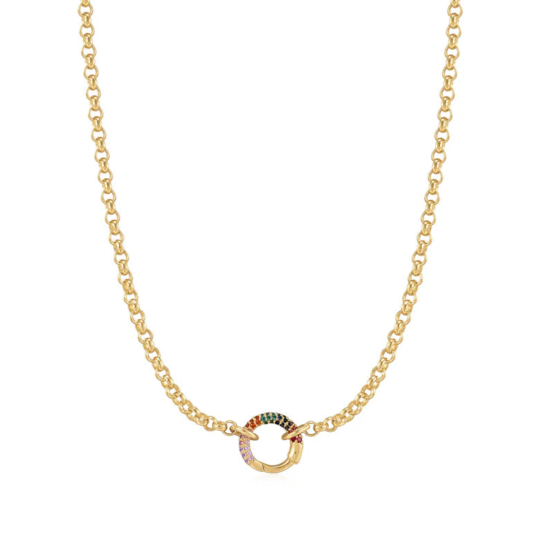 Gold Chain Rainbow Connector Necklace by Ania Haie