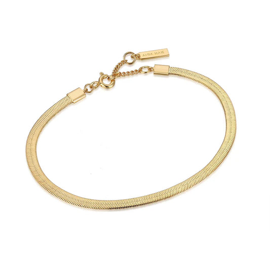 Gold Flat Snake Chain Bracelet by Ania Haie