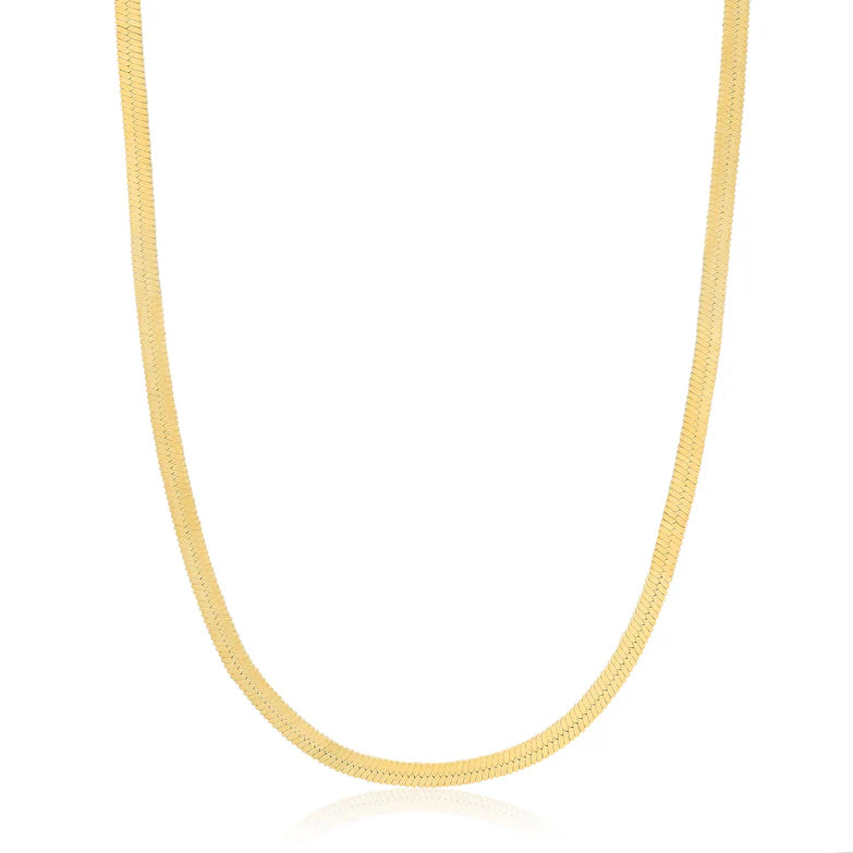 Gold Flat Snake Chain Necklace by Ania Haie