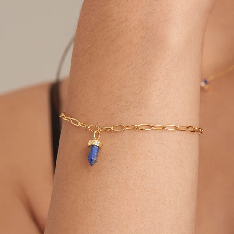 Gold Lapis Point Pendant Bracelet by Ania Haie