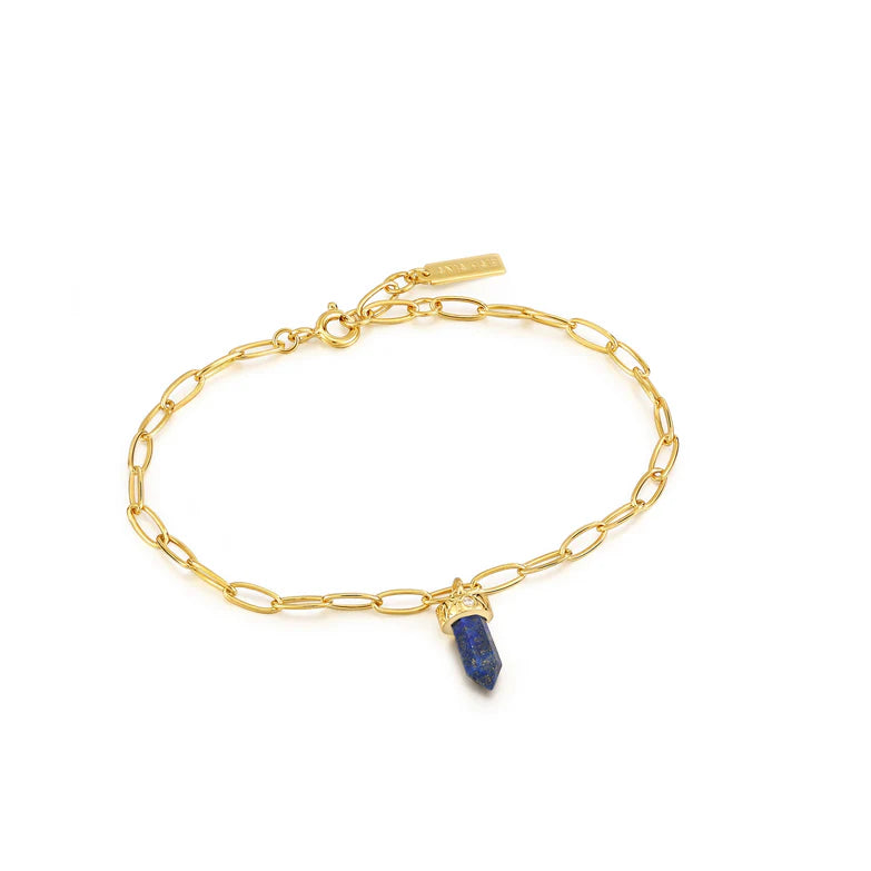 Gold Lapis Point Pendant Bracelet by Ania Haie