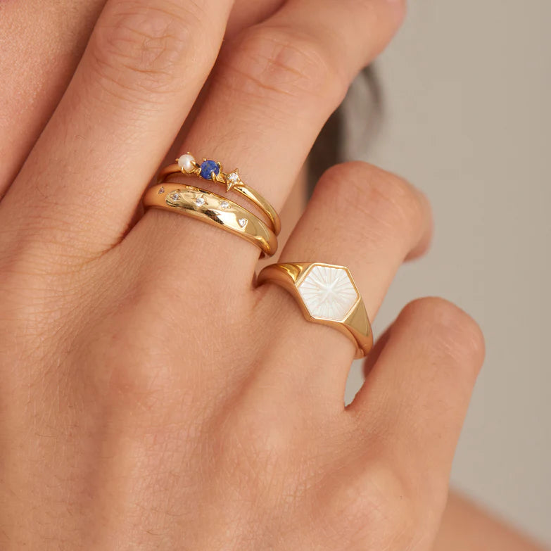 Gold Lapis Star Adjustable Ring by Ania Haie