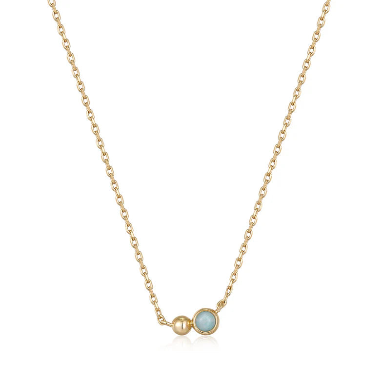 Gold Orb Amazonite Pendant Necklace by Ania Haie